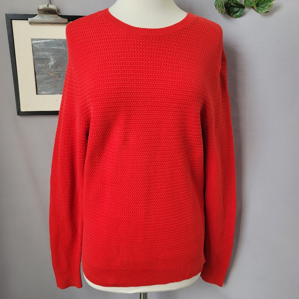 Cos Textured Cotton‎ Crew Neck Pullover Sweater Red S